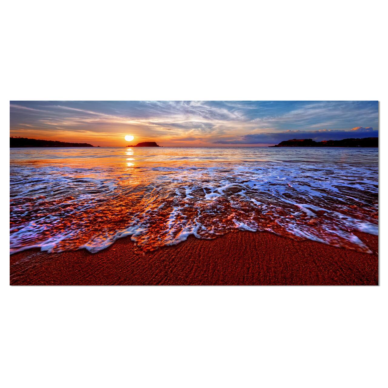 Designart - Colorful Sunset with Bright Waters - Seashore Canvas Art Print